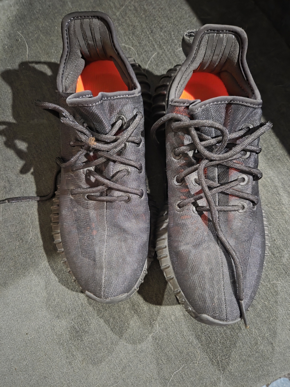 Yeezy Men's Black Sneakers with Orange Interior